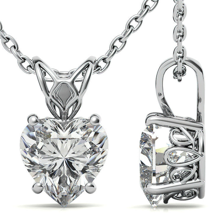 Heart Moissanite Scroll Solitaire Pendant