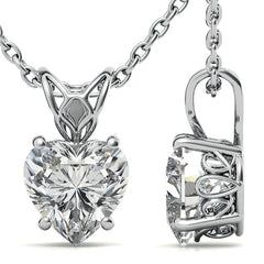 Heart Moissanite Scroll Solitaire Pendant