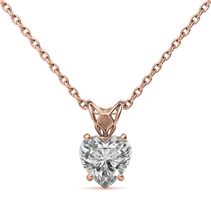 Heart Moissanite Scroll Solitaire Pendant