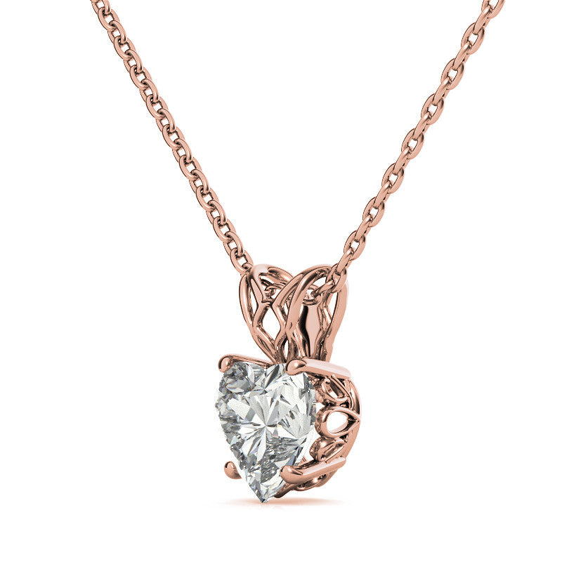 Heart Moissanite Scroll Solitaire Pendant