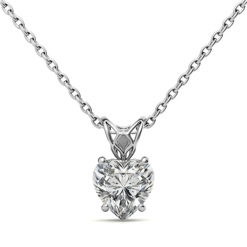Heart Moissanite Scroll Solitaire Pendant