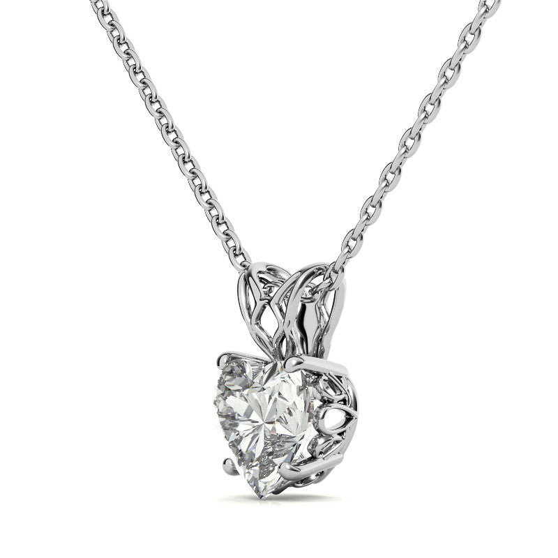 Heart Moissanite Scroll Solitaire Pendant