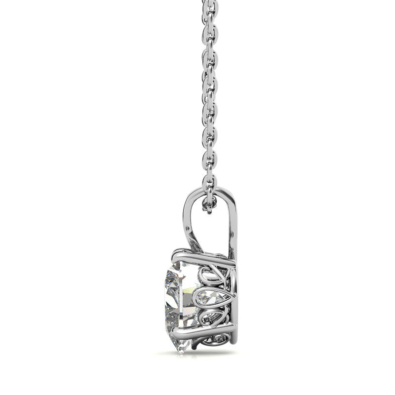 Heart Moissanite Scroll Solitaire Pendant
