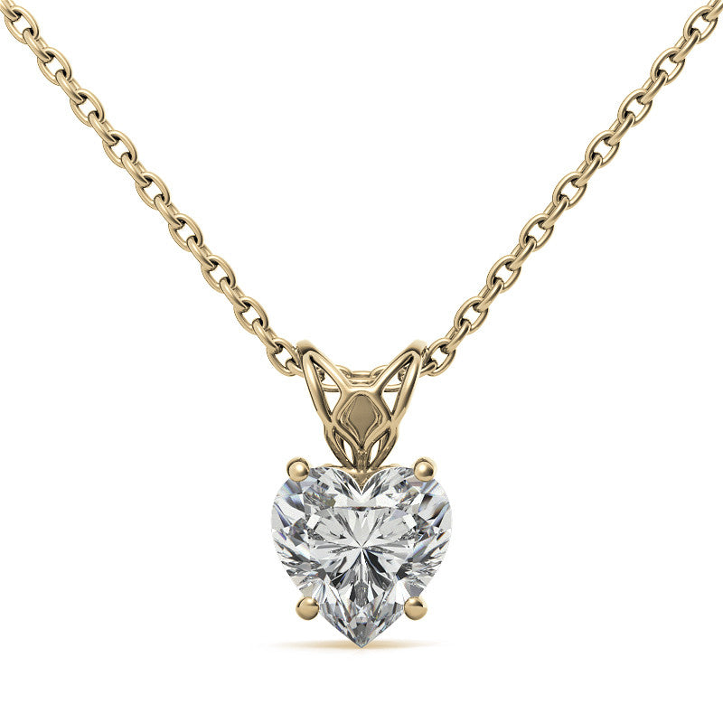 Heart Moissanite Scroll Solitaire Pendant