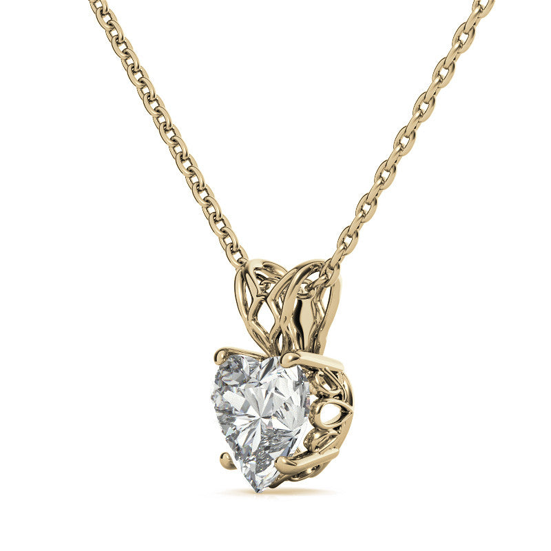 Heart Moissanite Scroll Solitaire Pendant