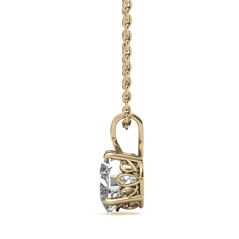 Heart Moissanite Scroll Solitaire Pendant