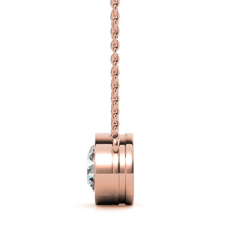 Round Brilliant Moissanite Bezel Pendant & Cable Chain