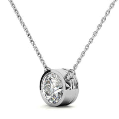 Round Brilliant Moissanite Bezel Pendant & Cable Chain