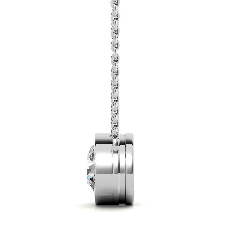Round Brilliant Moissanite Bezel Pendant & Cable Chain