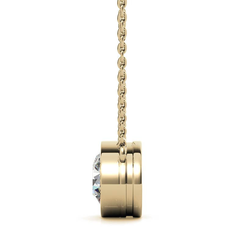 Round Brilliant Moissanite Bezel Pendant & Cable Chain