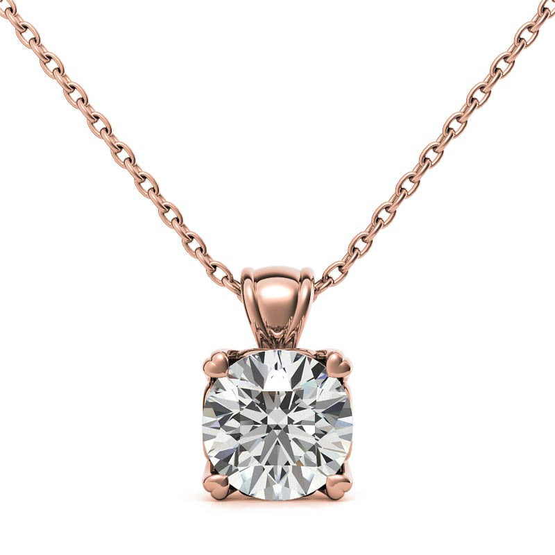Round Brilliant Moissanite Hearts-On-Top Solitaire Pendant