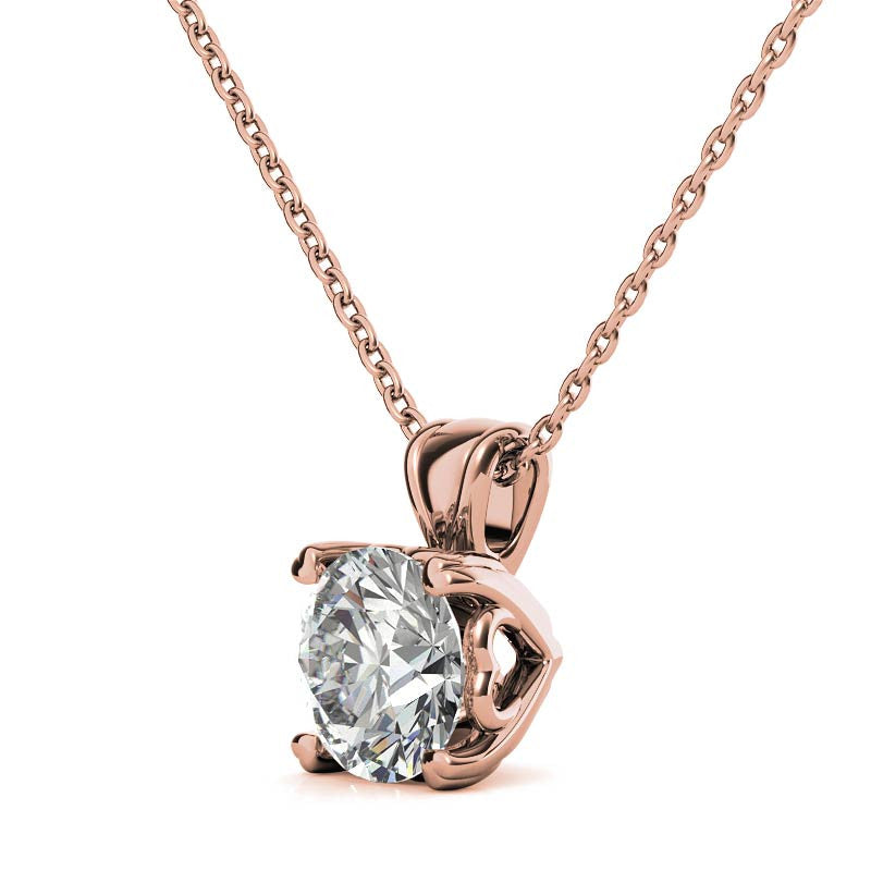 Round Brilliant Moissanite Hearts-On-Top Solitaire Pendant