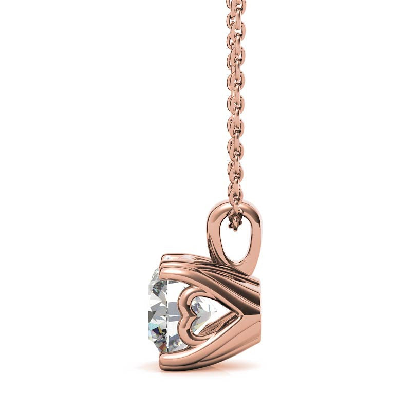 Round Brilliant Moissanite Hearts-On-Top Solitaire Pendant