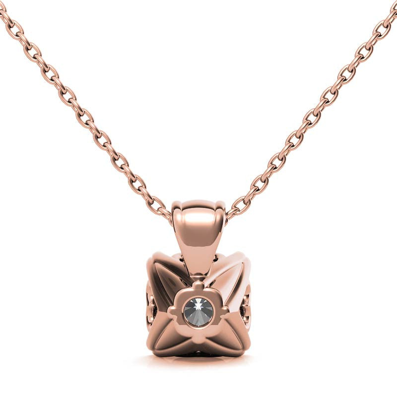 Round Brilliant Moissanite Hearts-On-Top Solitaire Pendant