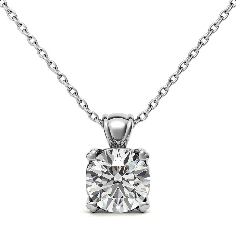 Round Brilliant Moissanite Hearts-On-Top Solitaire Pendant
