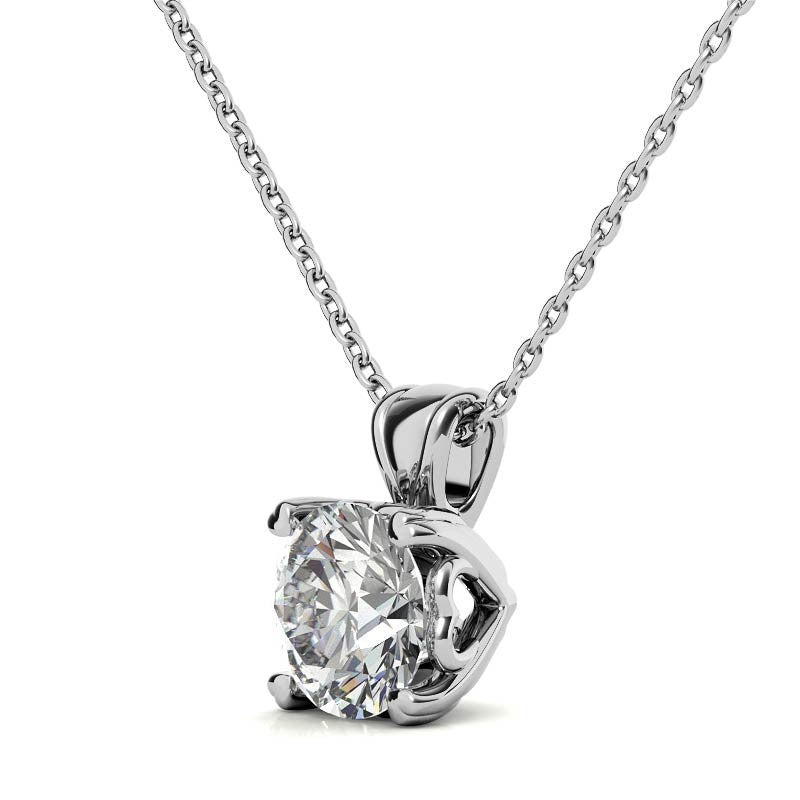 Round Brilliant Moissanite Hearts-On-Top Solitaire Pendant