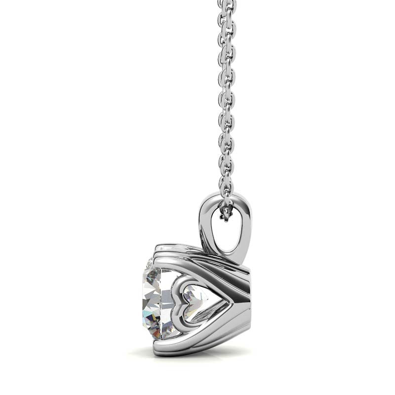 Round Brilliant Moissanite Hearts-On-Top Solitaire Pendant