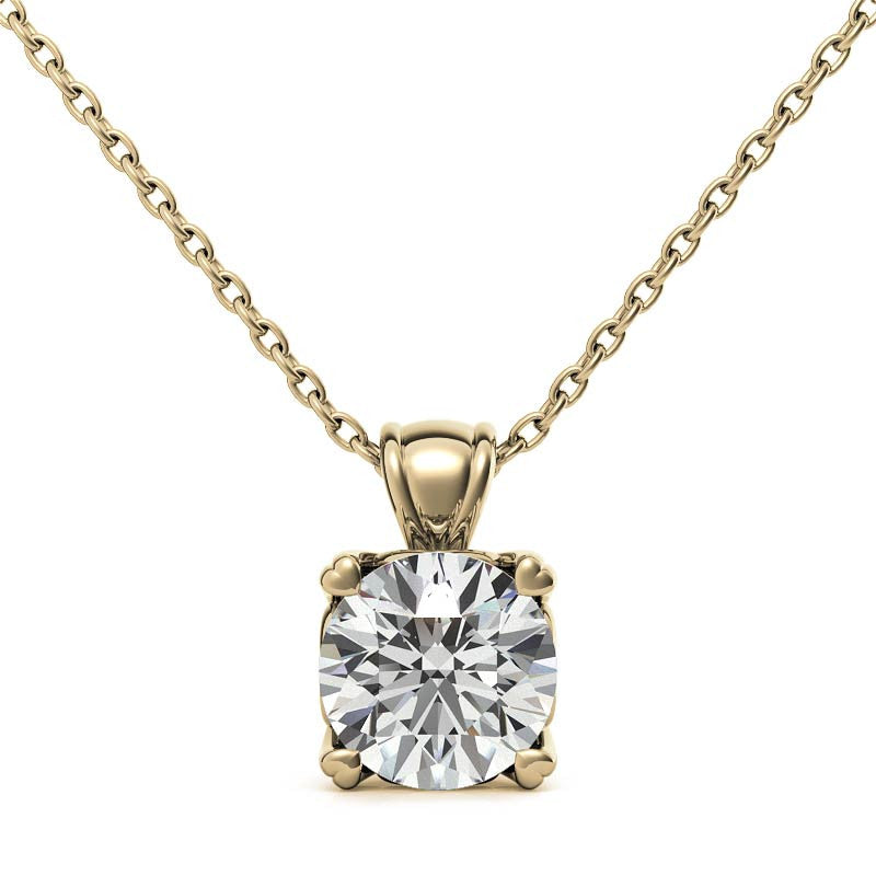 Round Brilliant Moissanite Hearts-On-Top Solitaire Pendant