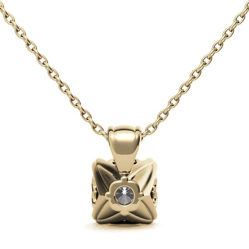 Round Brilliant Moissanite Hearts-On-Top Solitaire Pendant
