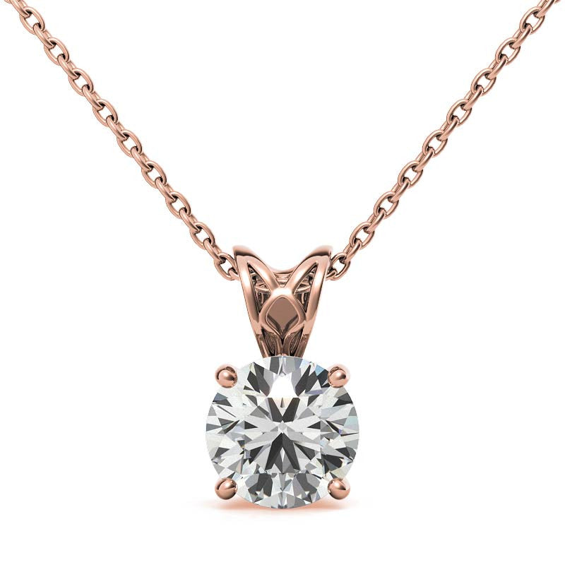 Round Brilliant Moissanite Vintage Scroll Solitaire Pendant
