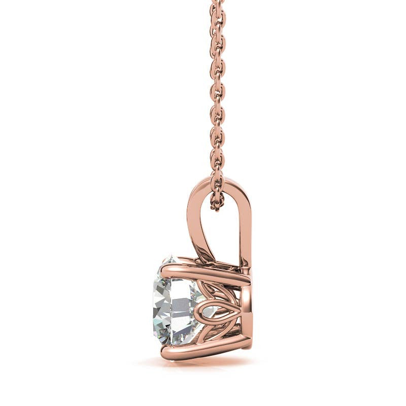 Round Brilliant Moissanite Vintage Scroll Solitaire Pendant