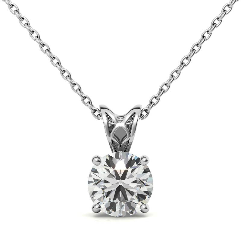 Round Brilliant Moissanite Vintage Scroll Solitaire Pendant