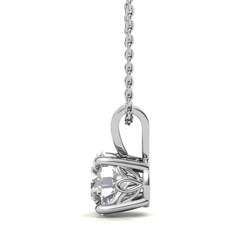 Round Brilliant Moissanite Vintage Scroll Solitaire Pendant