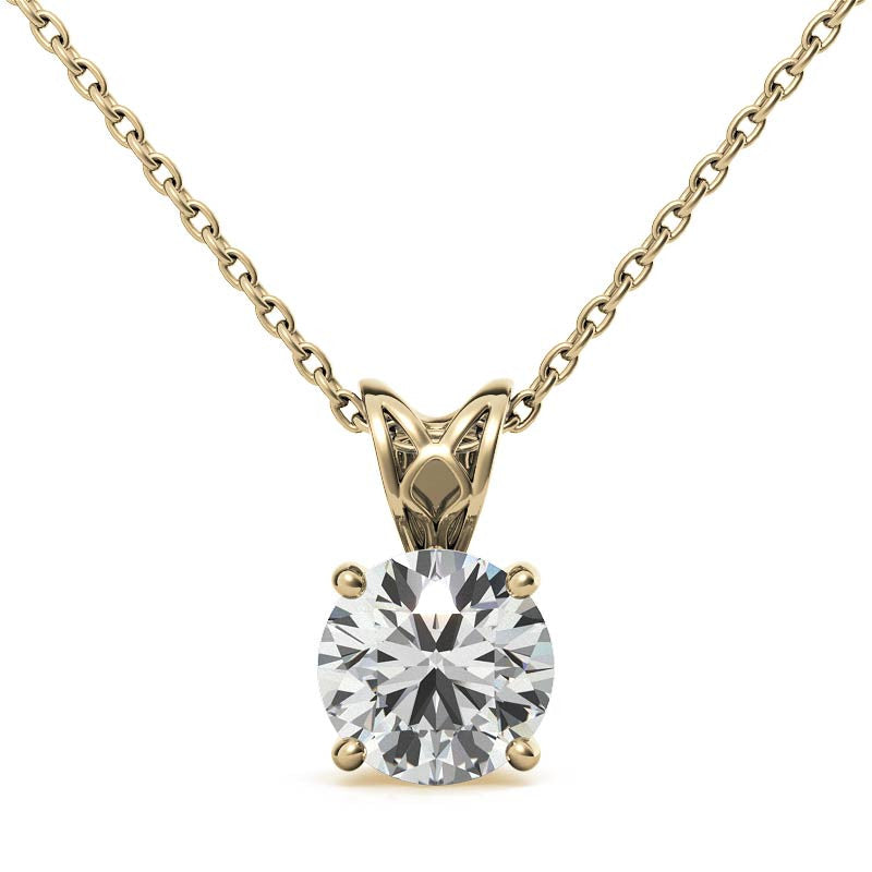 Round Brilliant Moissanite Vintage Scroll Solitaire Pendant