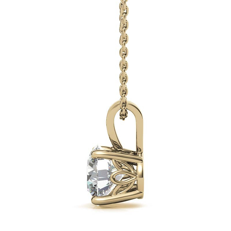 Round Brilliant Moissanite Vintage Scroll Solitaire Pendant