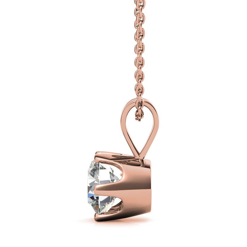 Round Brilliant Moissanite 6-Prong Crown Solitaire Pendant