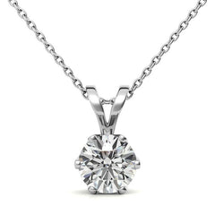 Round Brilliant Moissanite 6-Prong Crown Solitaire Pendant