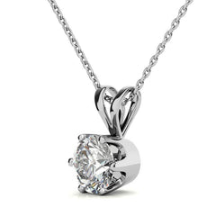 Round Brilliant Moissanite 6-Prong Crown Solitaire Pendant