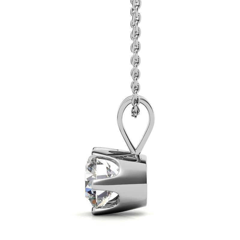 Round Brilliant Moissanite 6-Prong Crown Solitaire Pendant