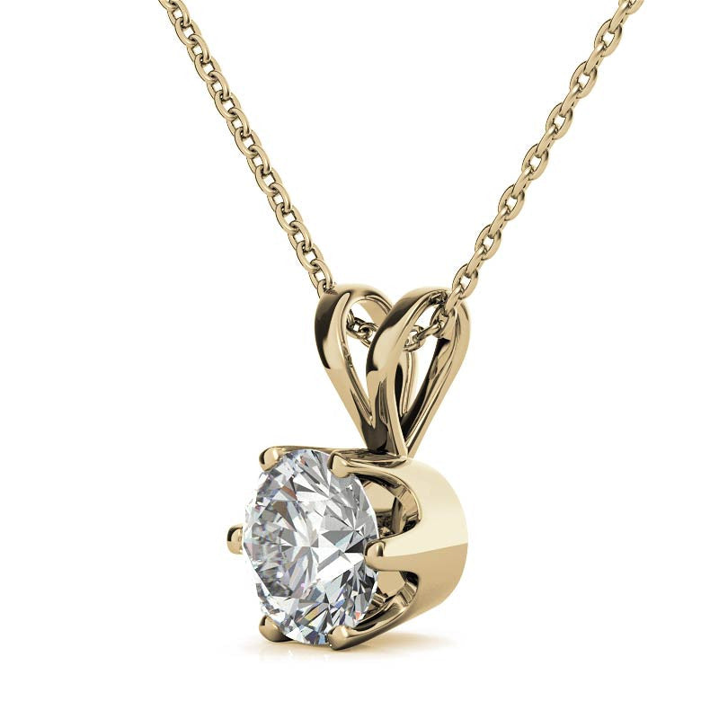 Round Brilliant Moissanite 6-Prong Crown Solitaire Pendant