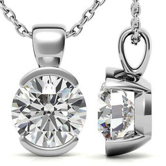 Round Half Bezel Moissanite Solitaire Pendant