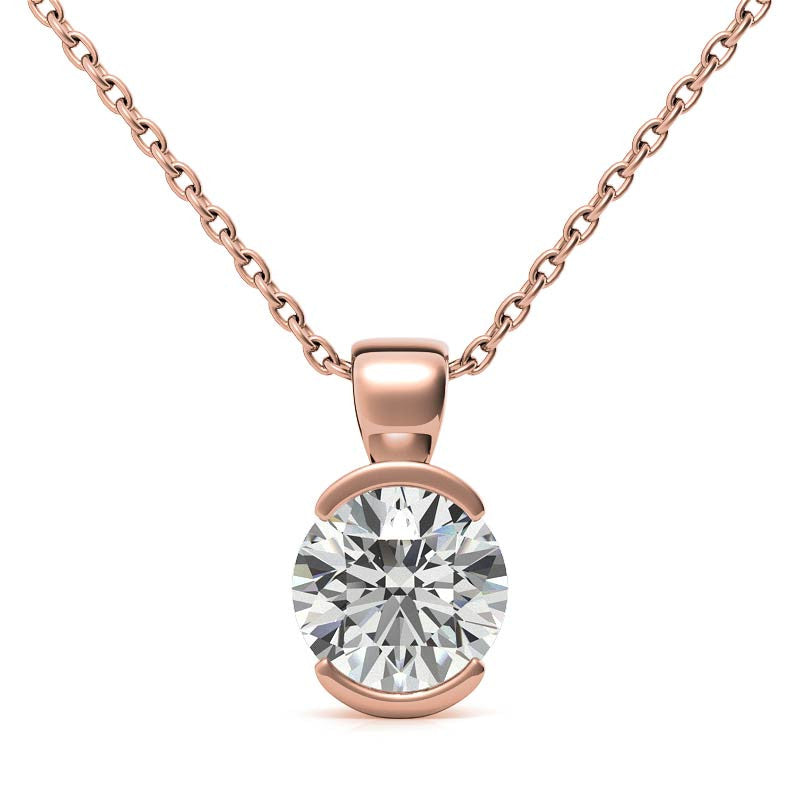 Round Half Bezel Moissanite Solitaire Pendant