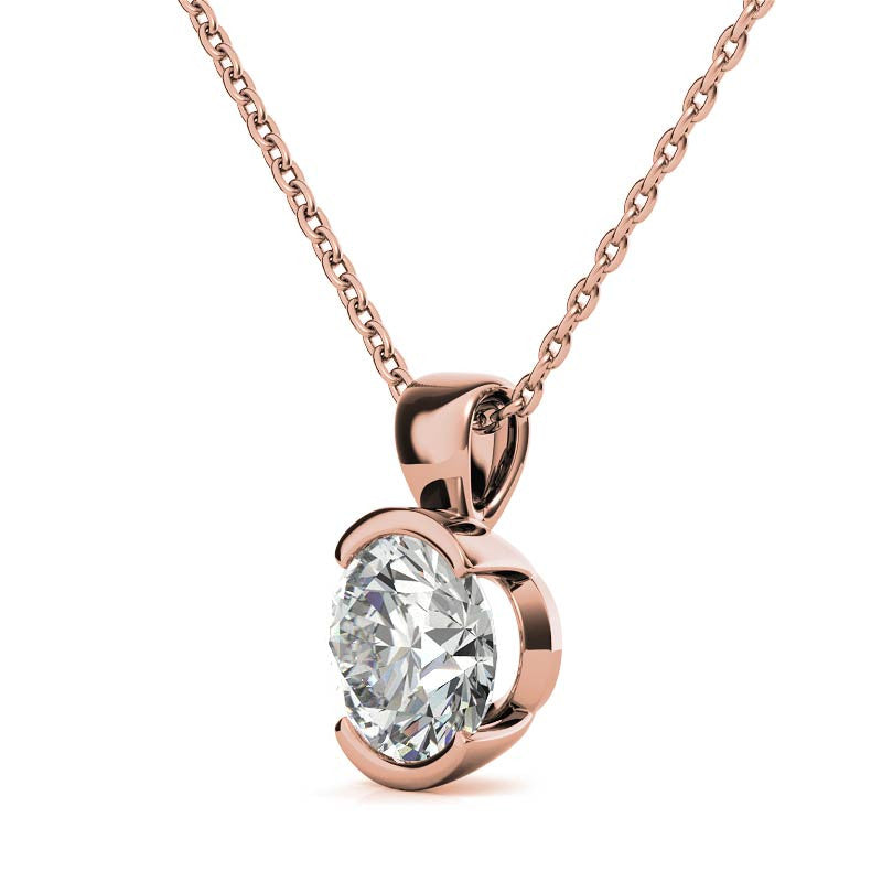 Round Half Bezel Moissanite Solitaire Pendant