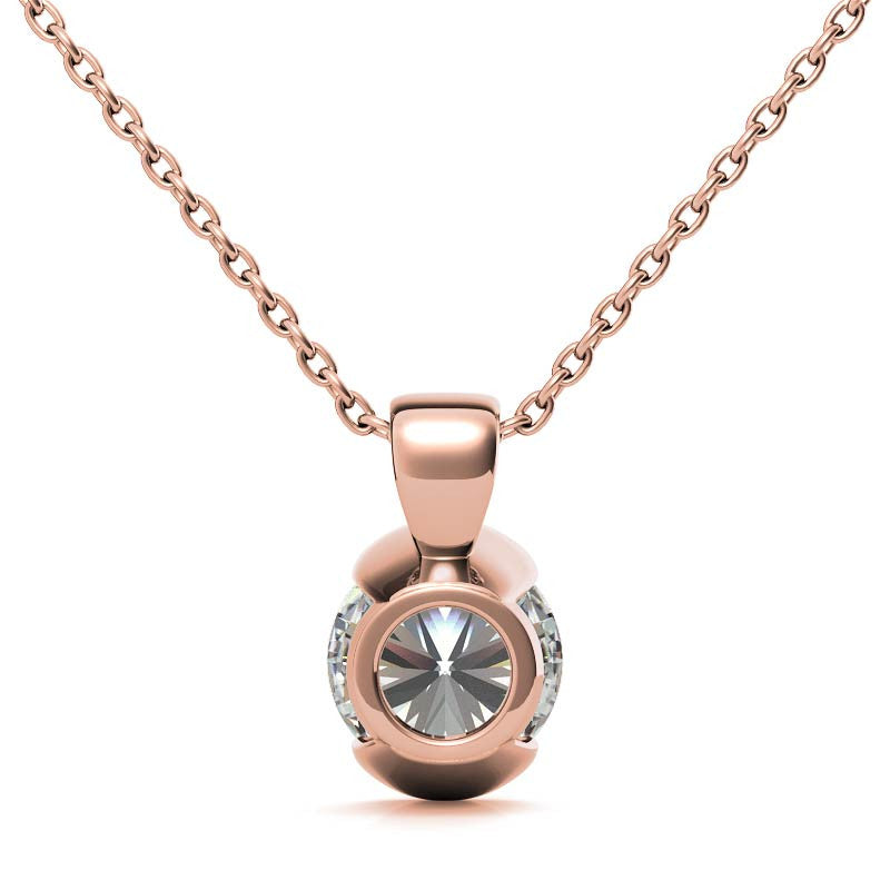 Round Half Bezel Moissanite Solitaire Pendant