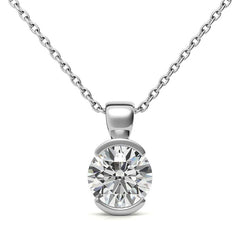 Round Half Bezel Moissanite Solitaire Pendant