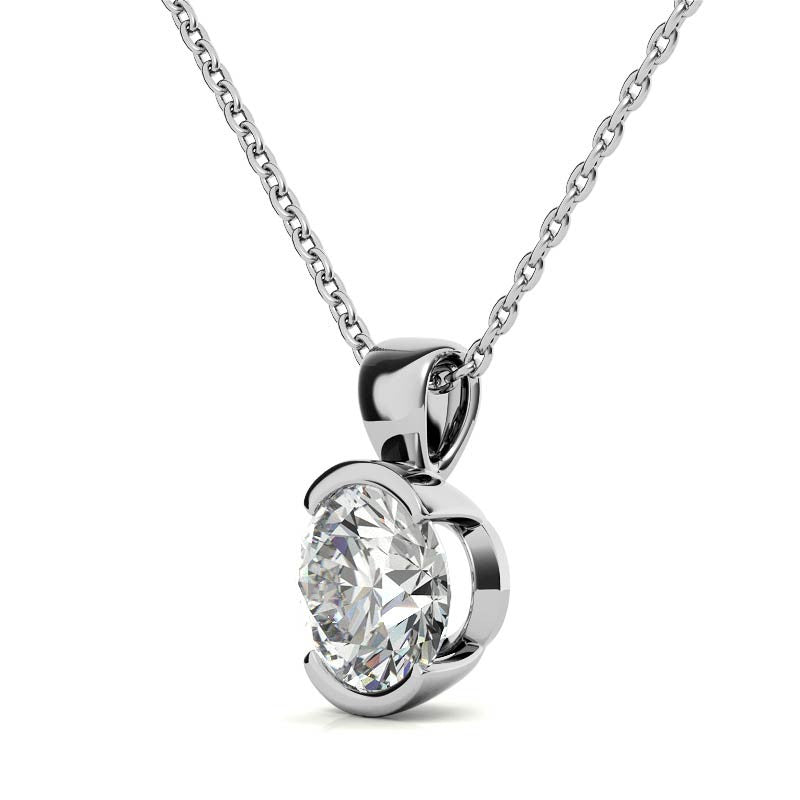 Round Half Bezel Moissanite Solitaire Pendant