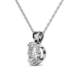 Round Half Bezel Moissanite Solitaire Pendant