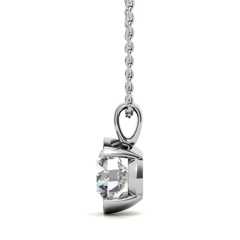 Round Half Bezel Moissanite Solitaire Pendant