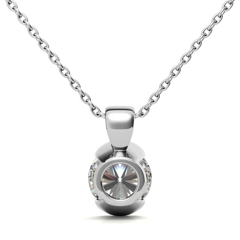 Round Half Bezel Moissanite Solitaire Pendant