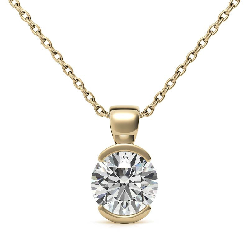 Round Half Bezel Moissanite Solitaire Pendant