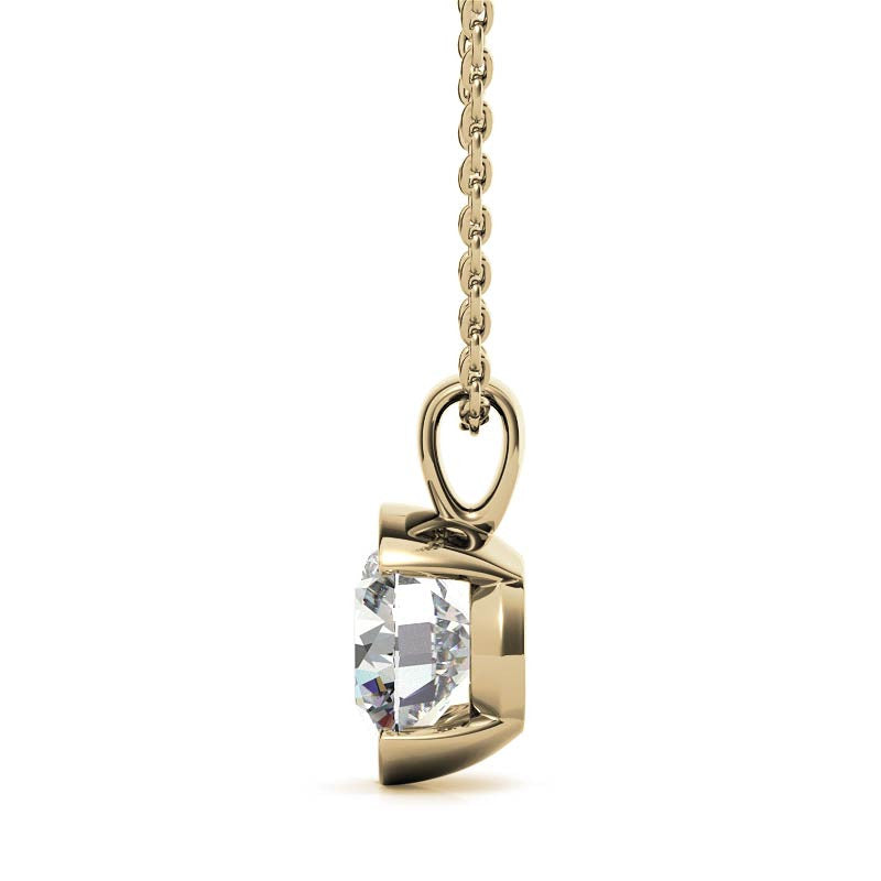 Round Half Bezel Moissanite Solitaire Pendant