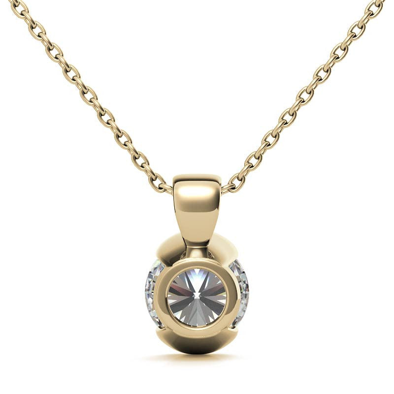 Round Half Bezel Moissanite Solitaire Pendant