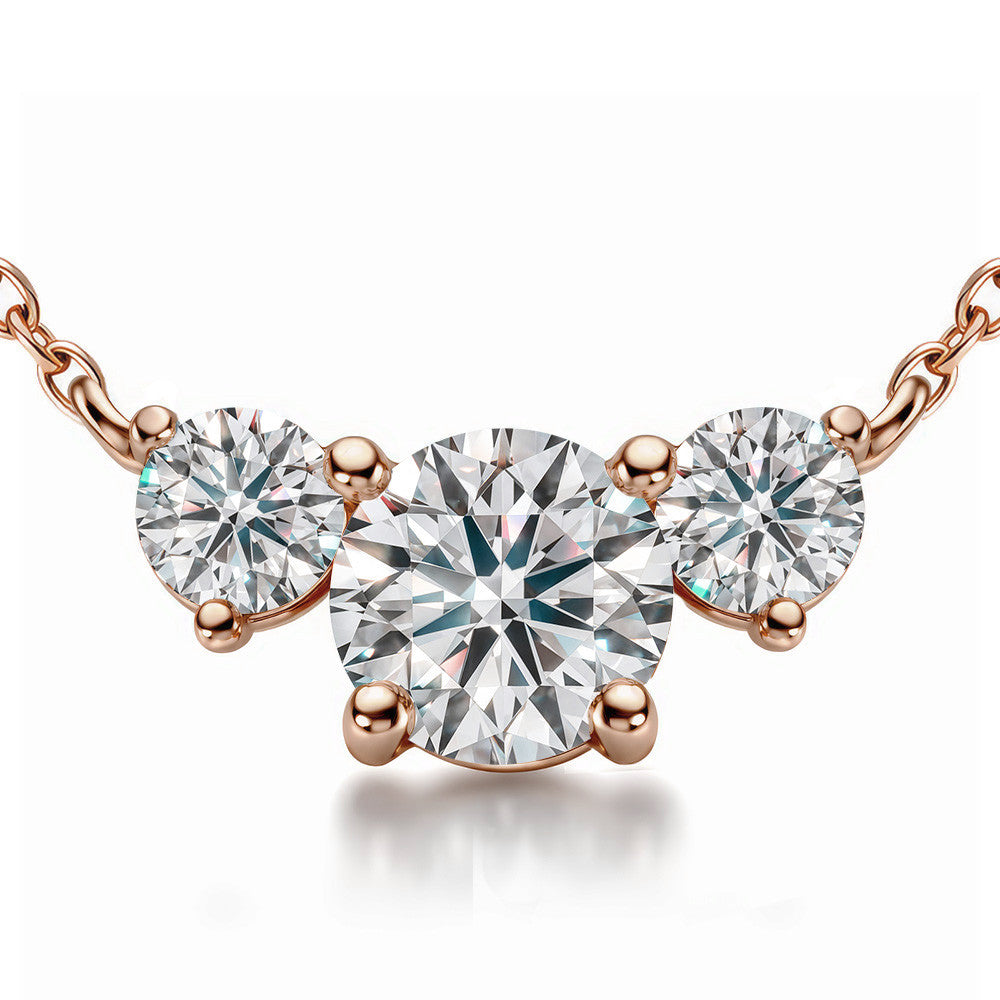 Round 8mm/5mm (3.0ct) Three Stone Moissanite Pendant