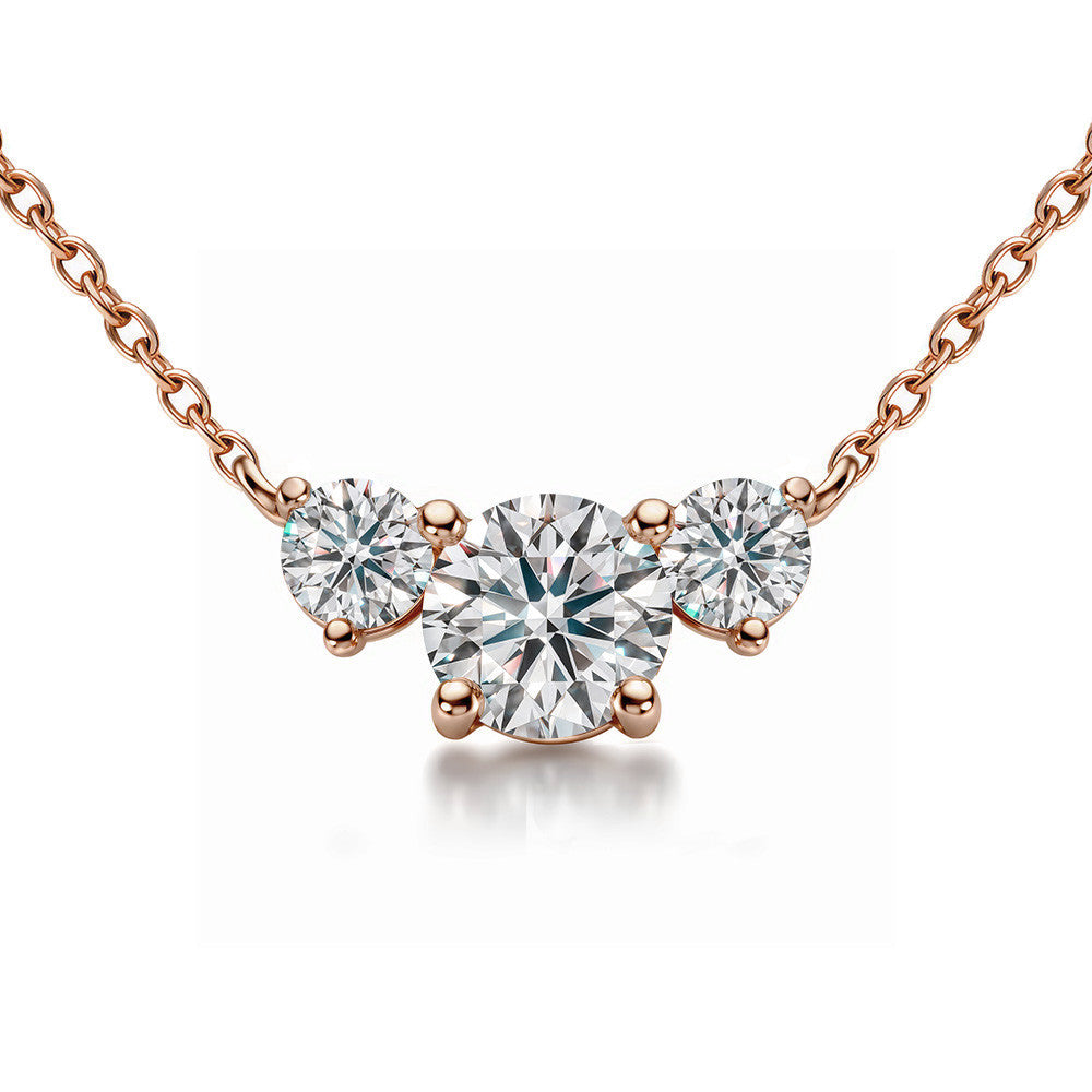 Round 8mm/5mm (3.0ct) Three Stone Moissanite Pendant