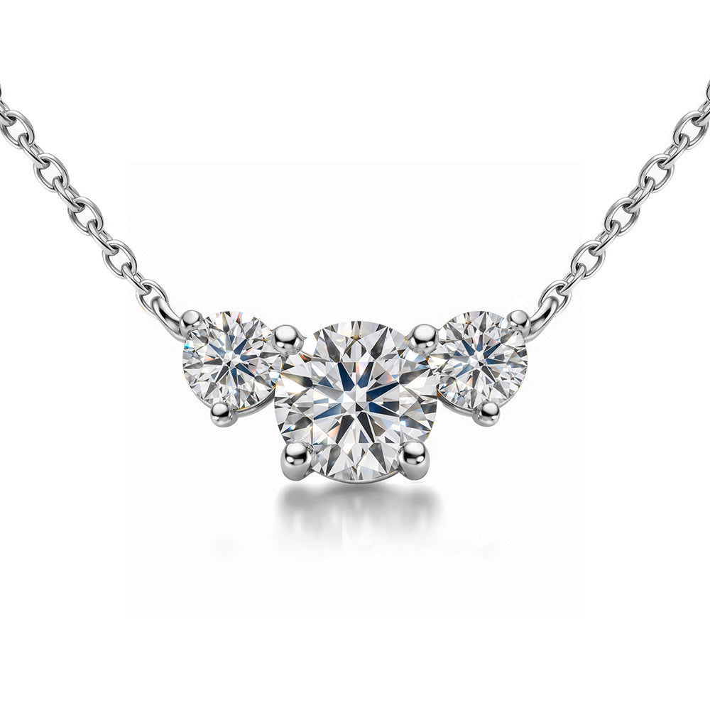 Round 8mm/5mm (3.0ct) Three Stone Moissanite Pendant