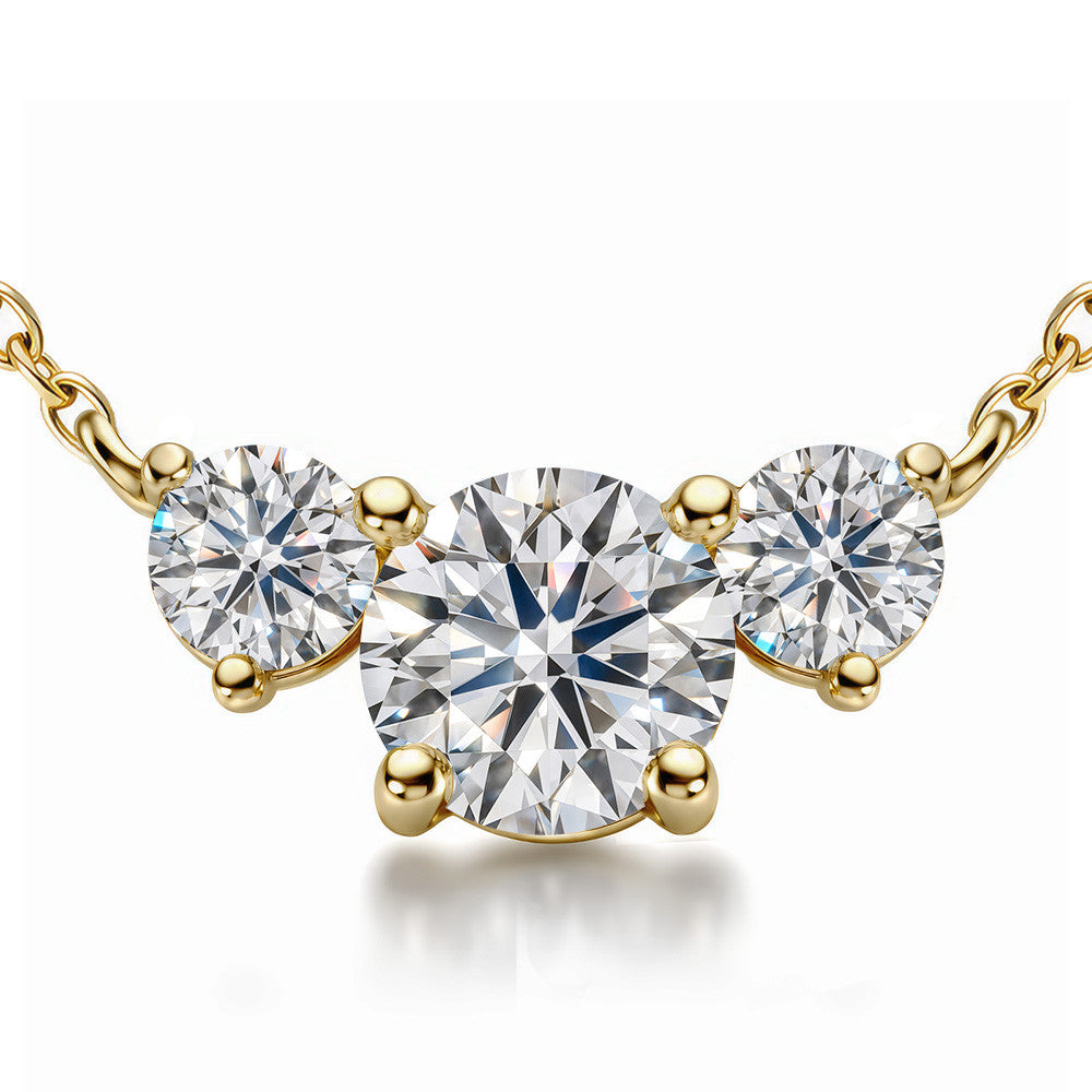 Round 8mm/5mm (3.0ct) Three Stone Moissanite Pendant